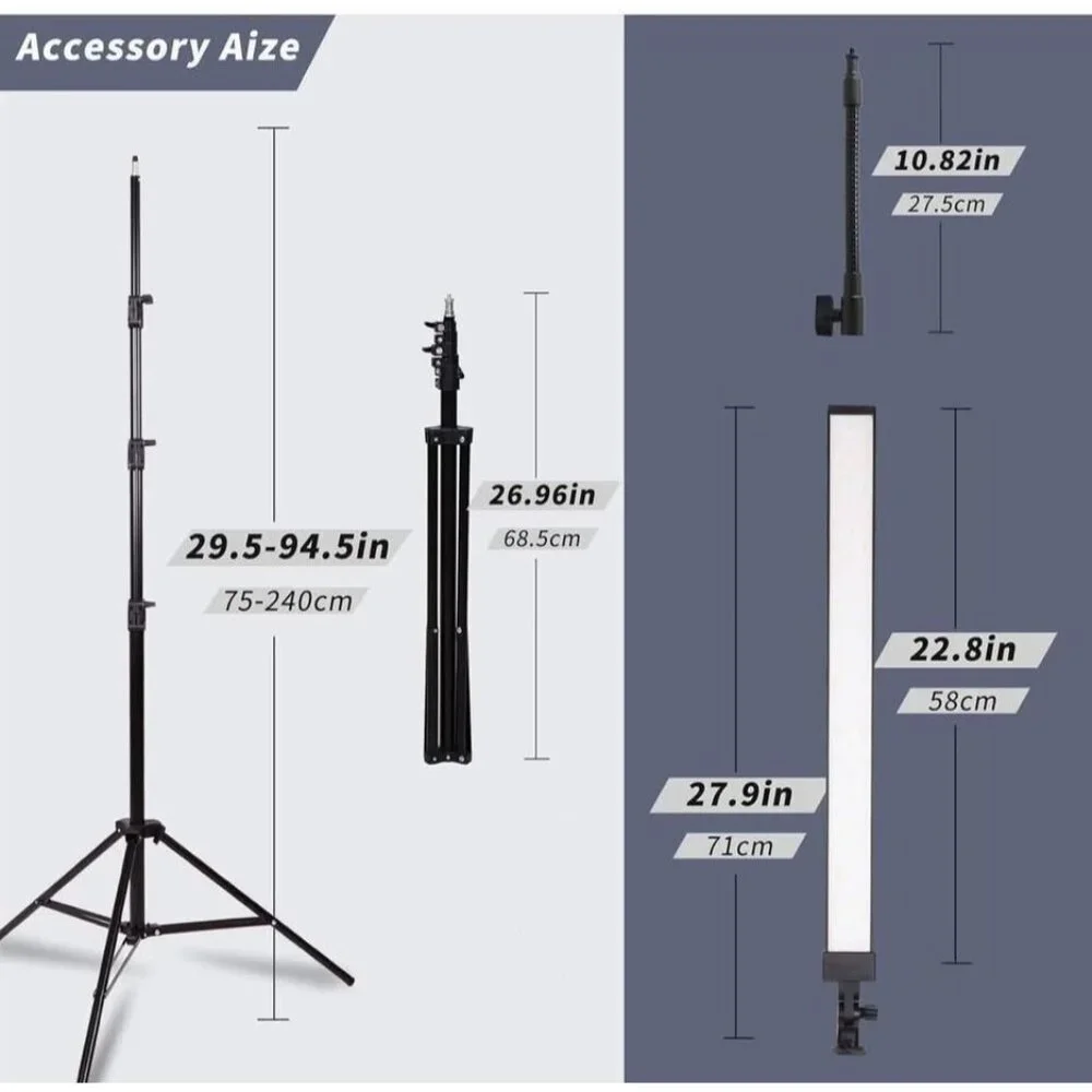 NEW! Photography Studio LED Lighting Kit with Light Stand Bag Soft Tube